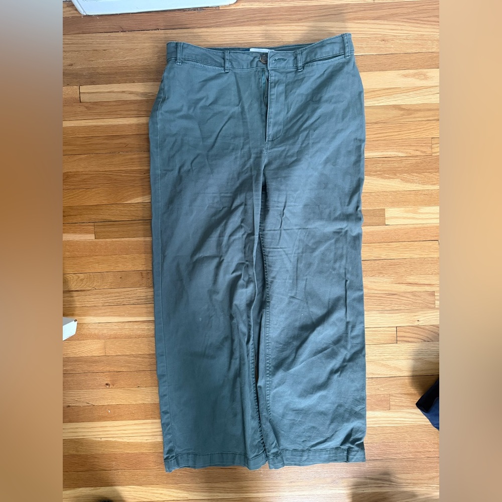 Extra High Waisted Cropped Wide-Leg Green Pants - Picture 3 of 5